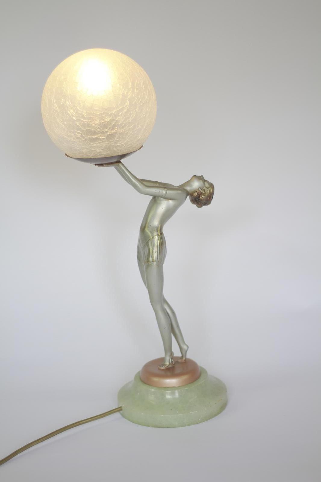 Art Deco Spelter Lady Lamp in the Manner of Lorenzl c.1930 (1 of 9) Art Deco Spelter Lady Lamp in the Manner of Lorenzl c.1930 (1 of 9)