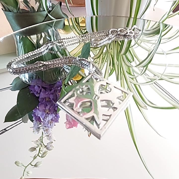 Vintage Scottish Silver Pendant on Silver Square Link Chain (1 of 3) Vintage Scottish Silver Pendant on Silver Square Link Chain (1 of 3)