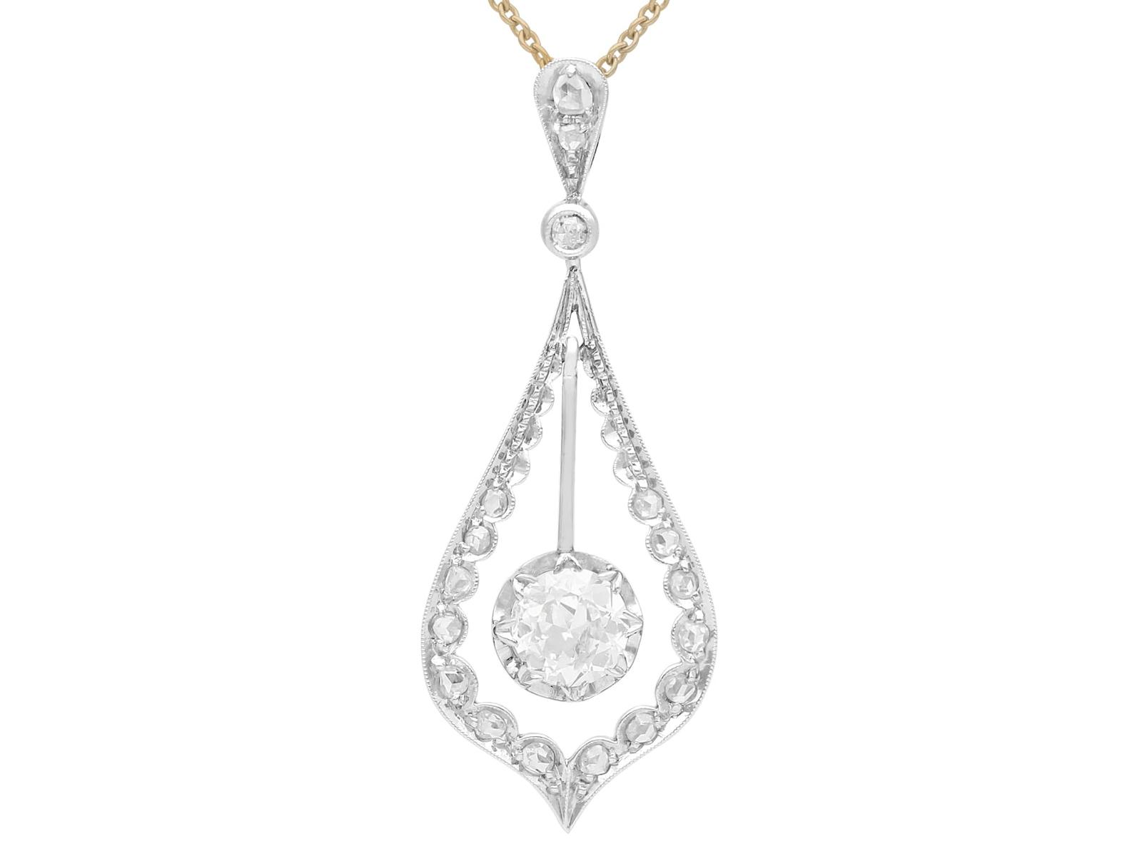 Antique 0.92ct Diamond 18ct Yellow Gold & 18ct White Gold Set Pendant c.1910 (1 of 12) Antique 0.92ct Diamond 18ct Yellow Gold & 18ct White Gold Set Pendant c.1910 (1 of 12)