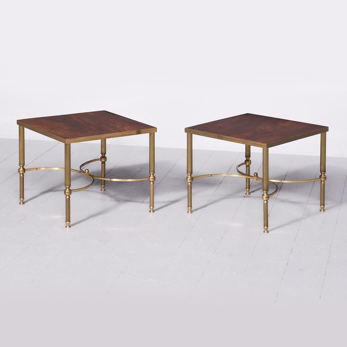 Pair of French Brass & Mahogany Occasional Tables (1 of 6)
