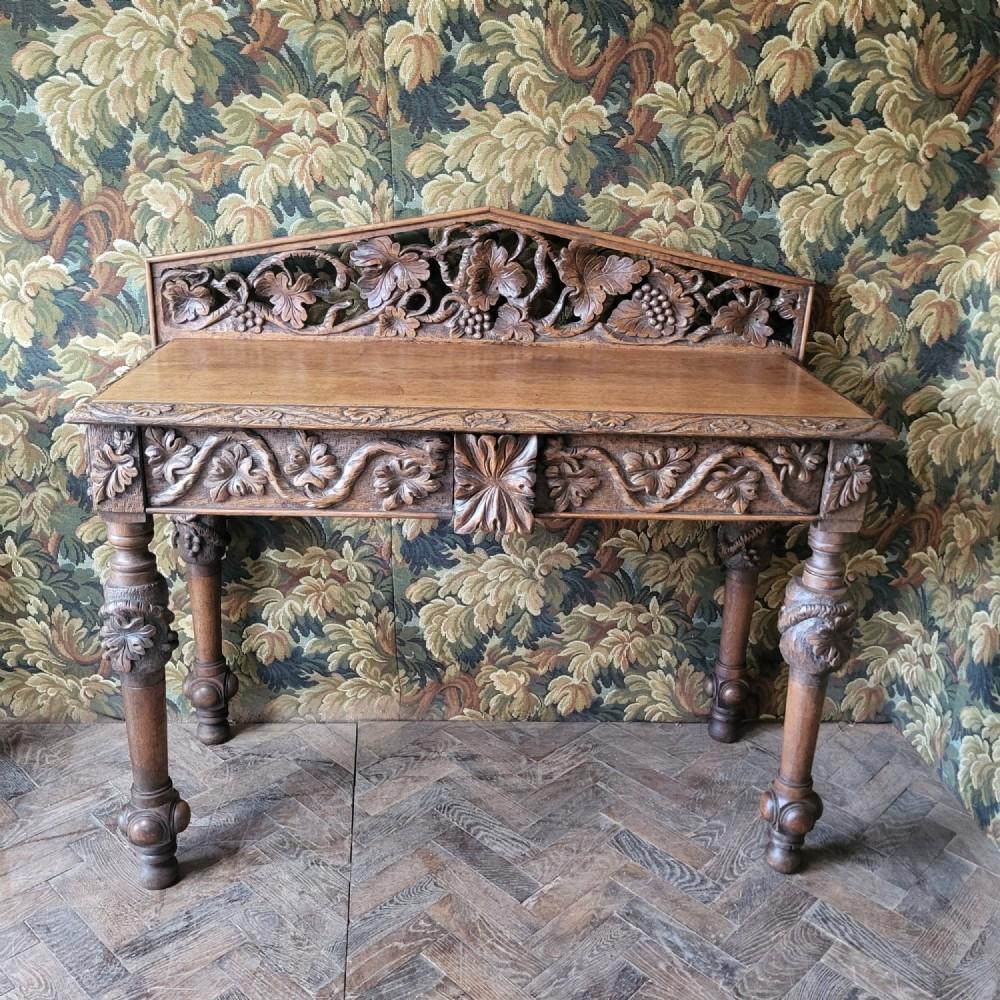 Antique Victorian Carved Oak Console Table (1 of 7) Antique Victorian Carved Oak Console Table (1 of 7)