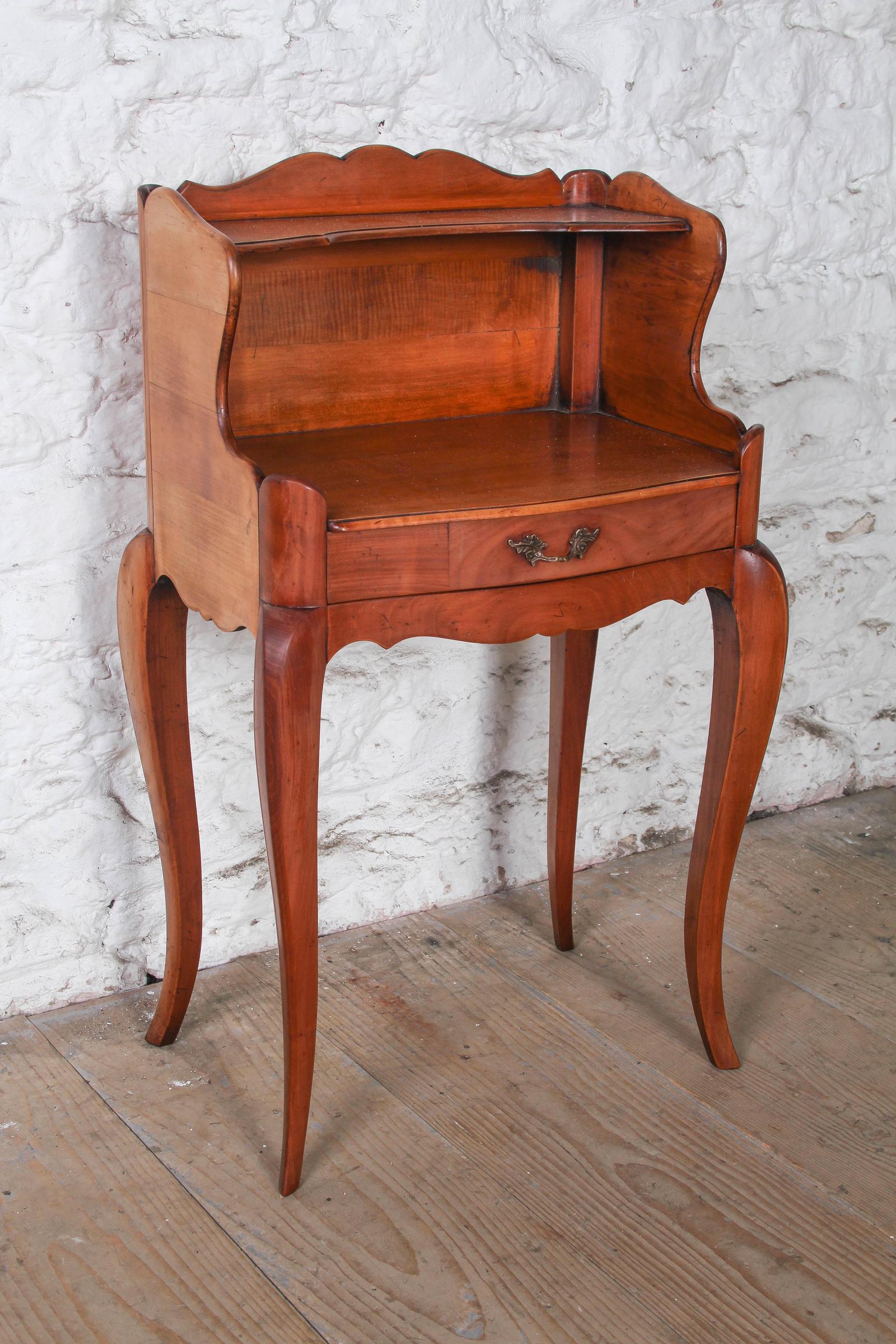 Very Nice Louis XV Style Cherry Bedside with Candle Shelf (1 of 4)