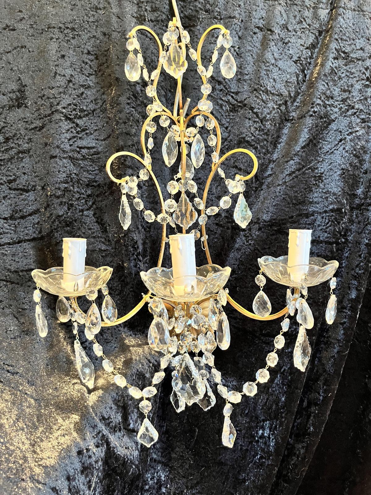 Pair of Gilt Framed Italian Three Light Wall Lights (1 of 11)