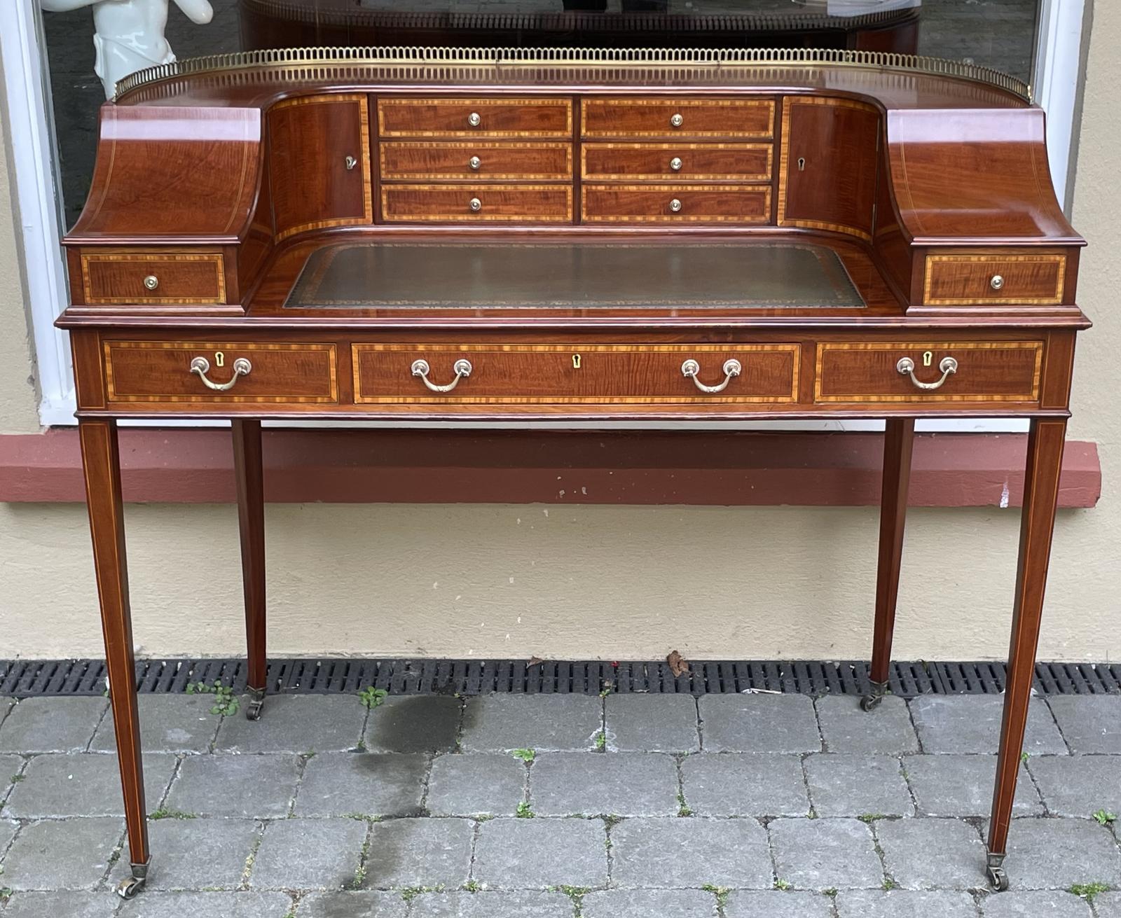 Edwardian Inlaid Mahogany Carlton House Desk (1 of 7)