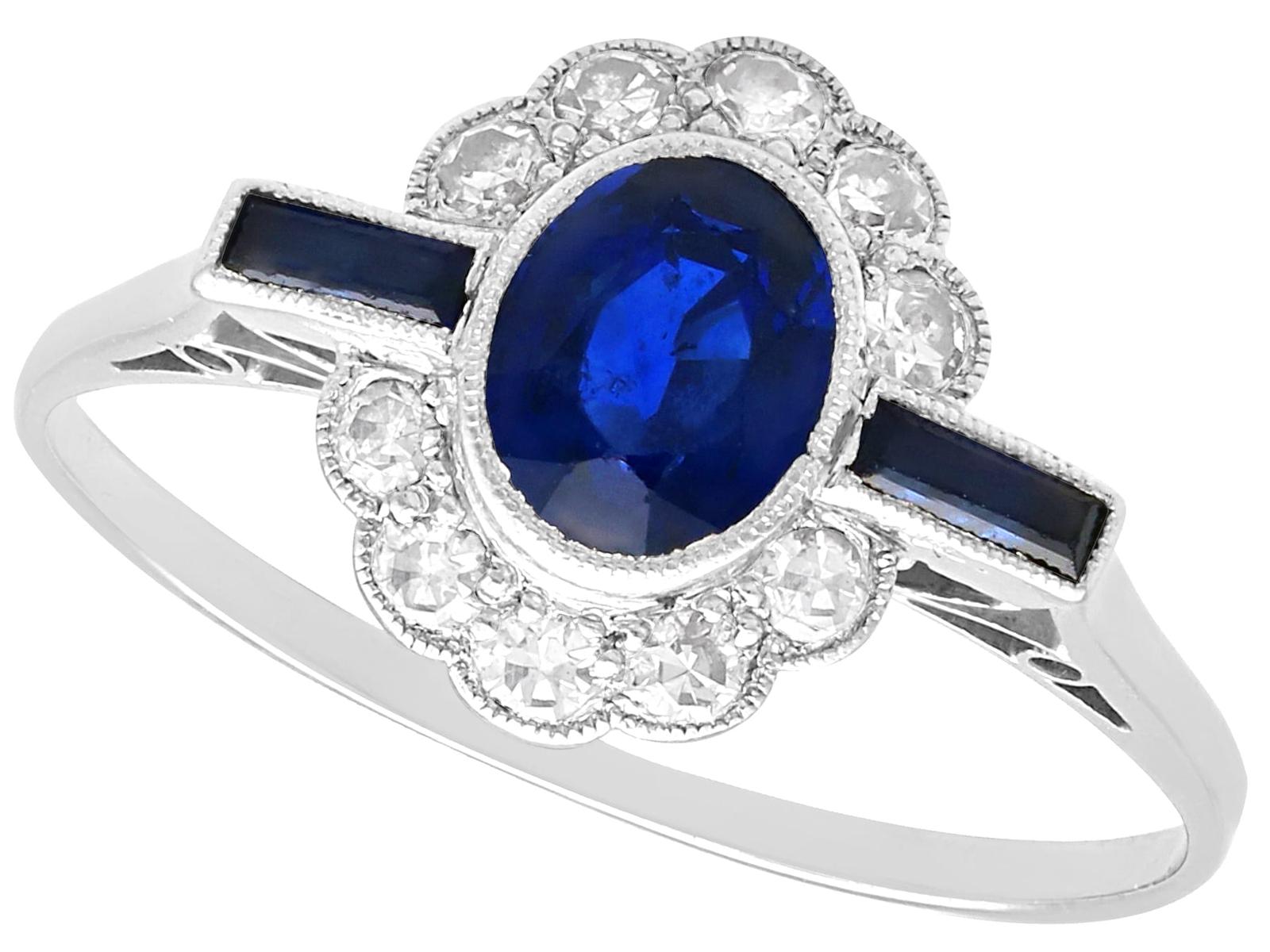 Antique Art Deco 1.20ct Sapphire & Diamond 18ct White Gold Cluster Ring (1 of 9) Antique Art Deco 1.20ct Sapphire & Diamond 18ct White Gold Cluster Ring (1 of 9)
