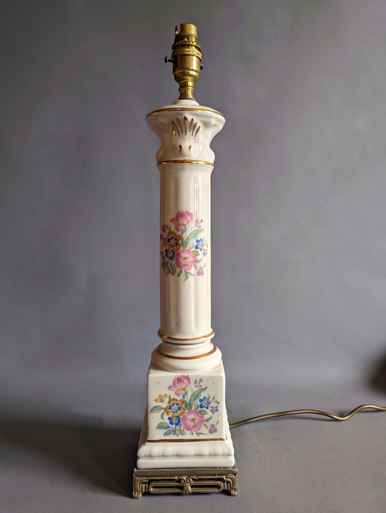 Elegant 1920s Porcelain Column Lamp (1 of 6)
