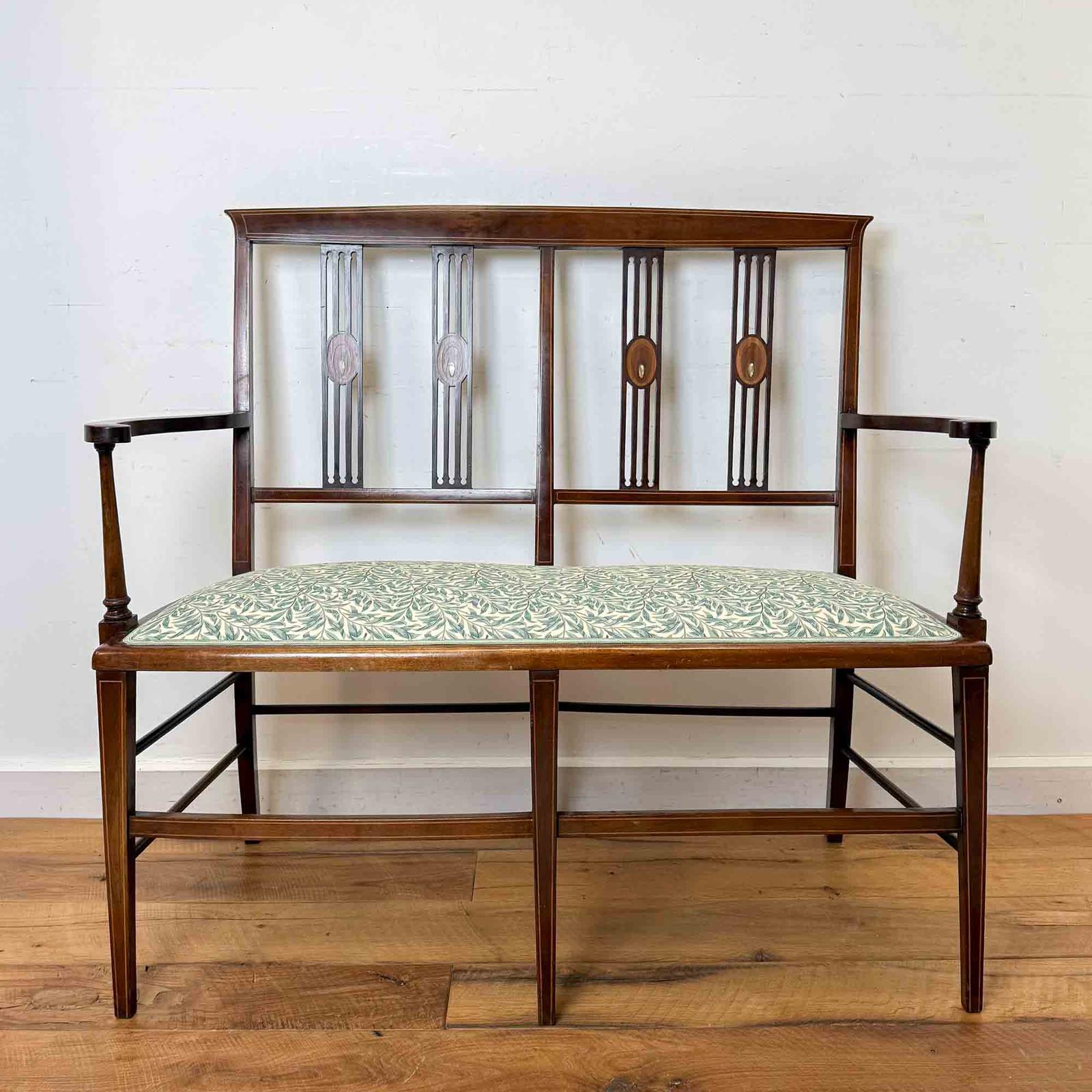 Edwardian Art Nouveau Inlaid Mahogany Settee (1 of 13) Edwardian Art Nouveau Inlaid Mahogany Settee (1 of 13)
