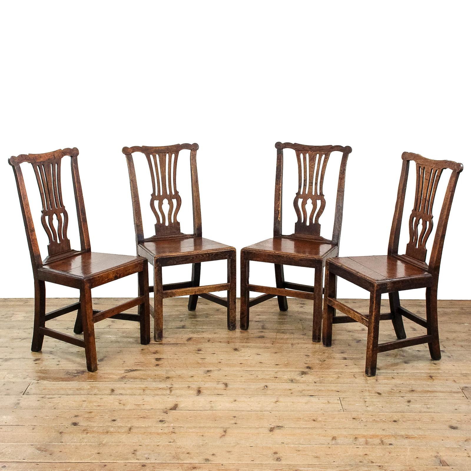 Set of Four Antique George III Oak Dining Chairs (1 of 11)