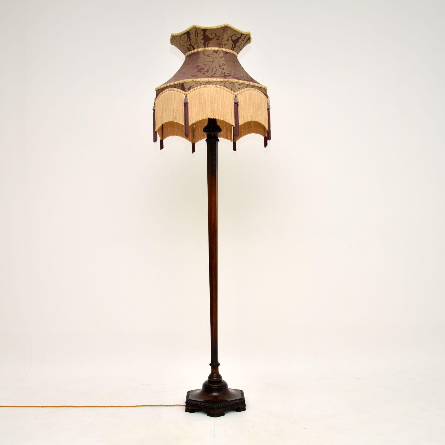 Antique Mahogany Floor Lamp with Silk Shade (1 of 8) Antique Mahogany Floor Lamp with Silk Shade (1 of 8)