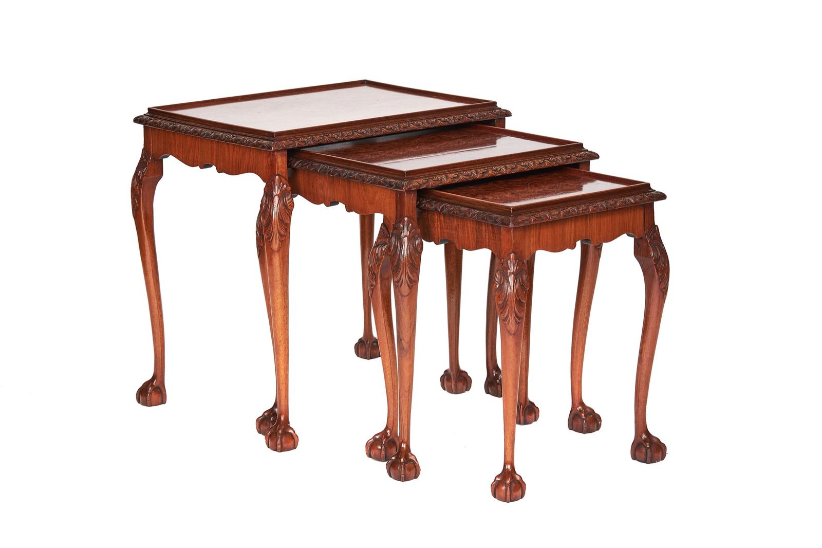 Burr Walnut Nest 3 Tables c.1930 (1 of 7)