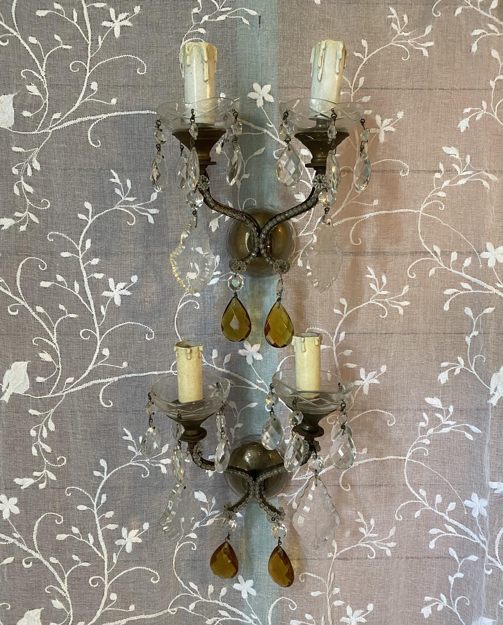 Pair of Antique Florentine Beaded Wall Lights (1 of 1)