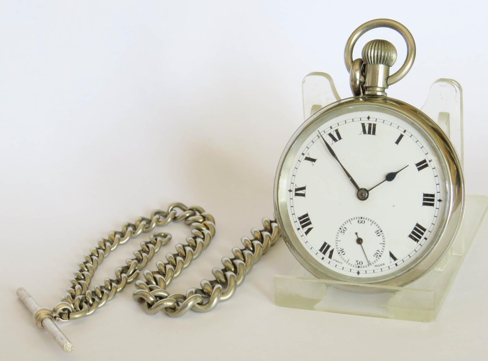 Pocket Watch: 1930s Swiss Philia Pocket Watch & Chain (1 of 5)