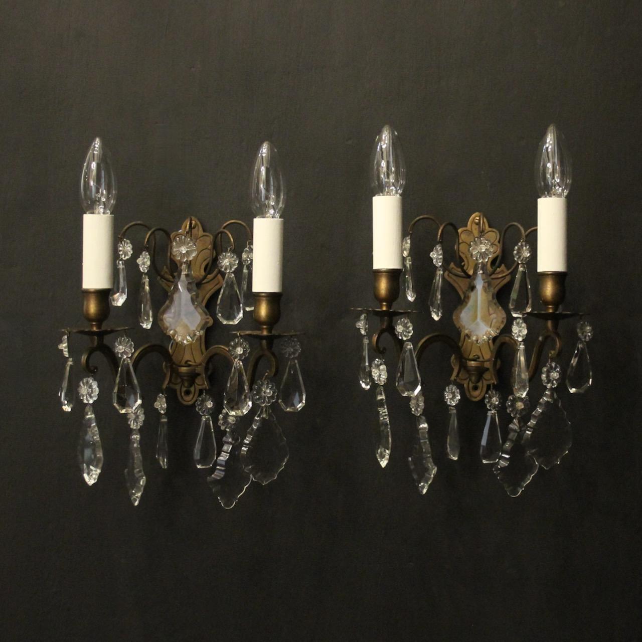 French Gilded Twin Arm Antique Wall Lights (1 of 10)