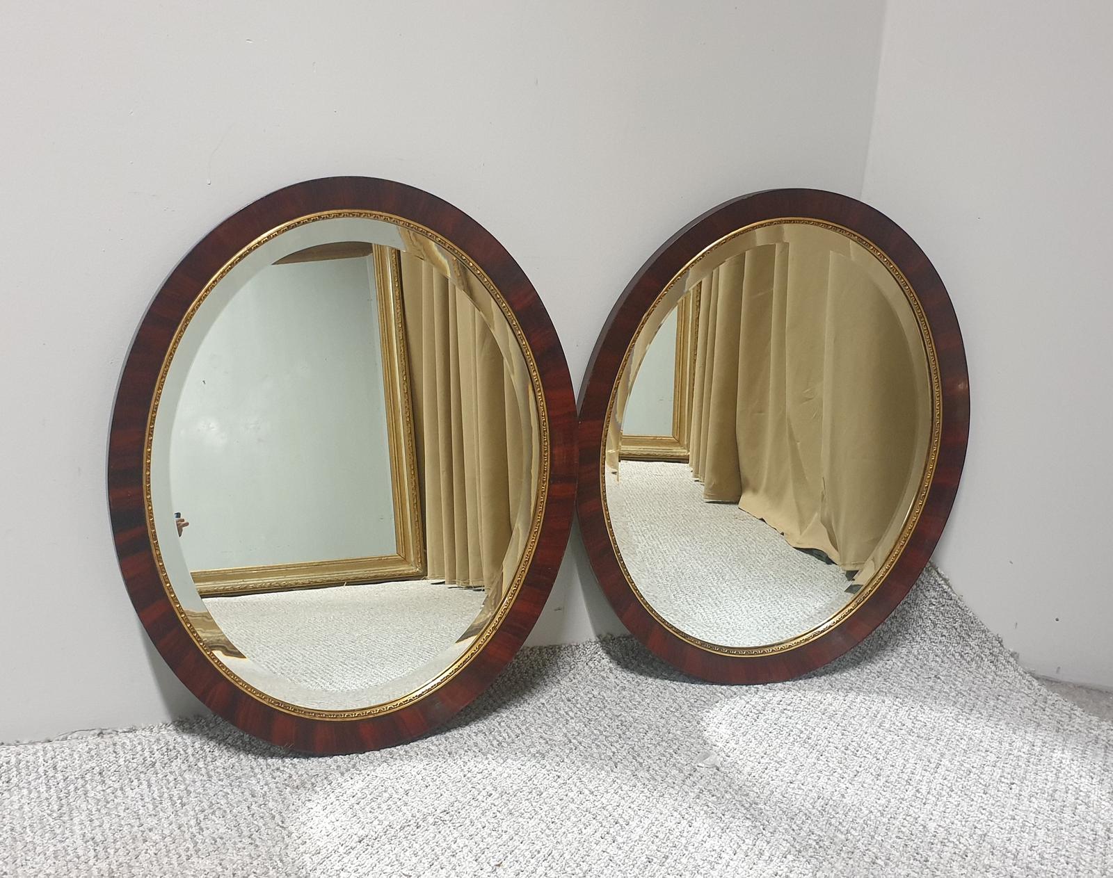 Pair of Victorian Faux Mahogany Oval Mirrors (1 of 1)