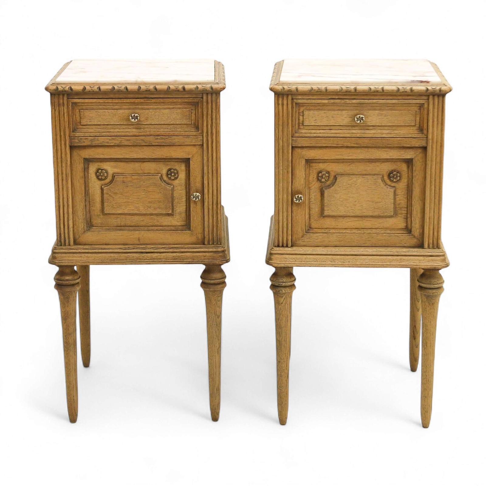 Mirror pair Early 20th Century French circa 1910 Bleached Oak Bedside Tables (1 of 11)