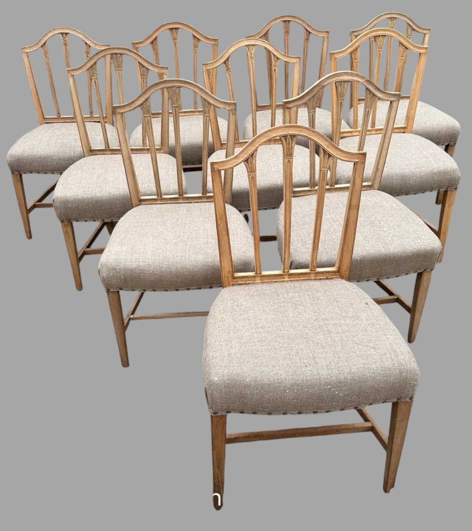 A Set of Ten Bleached c.1800 Mahogany Dining Chairs (1 of 7)