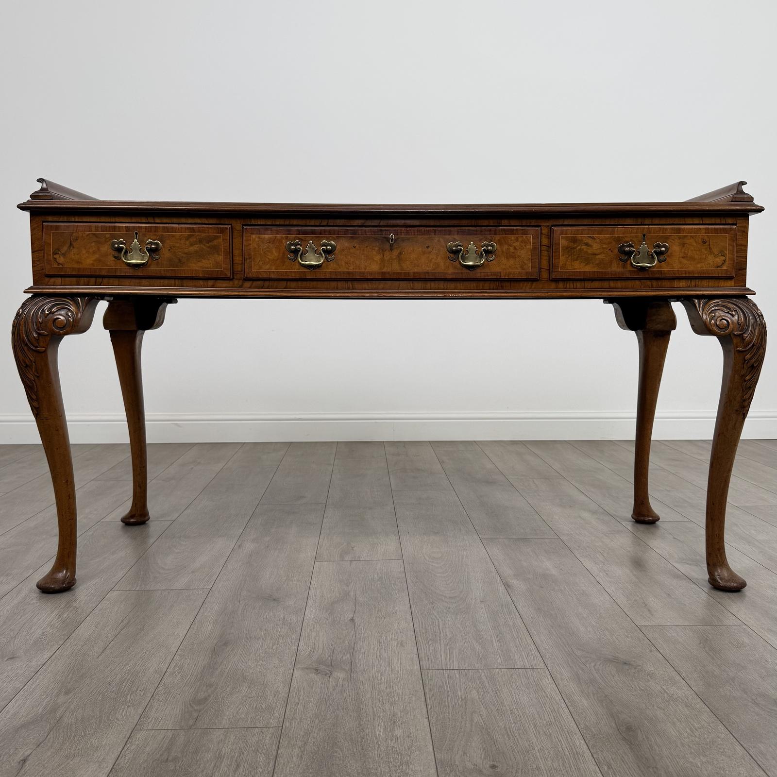 Antique 19th Century Fine Quality Writing Table In Burr Walnut (1 of 11)