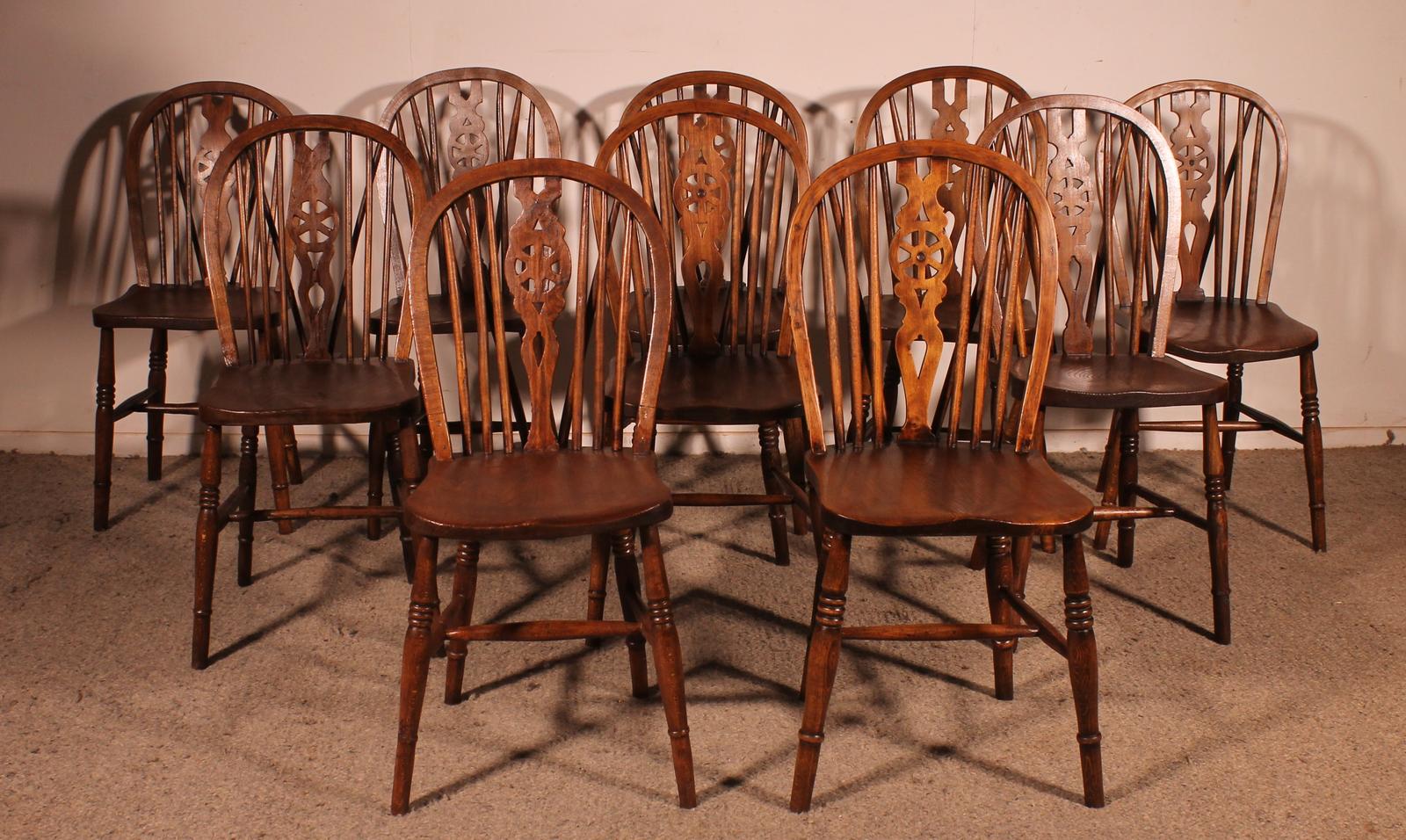 Set of 10 19th Century Windsor Wheelback Chairs (1 of 13)