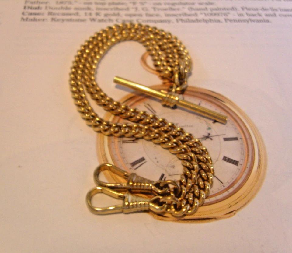 Pocket Watch Chain 12ct Gold Plated Albert With Sliding T Bar Vintage 1970s (1 of 11)
