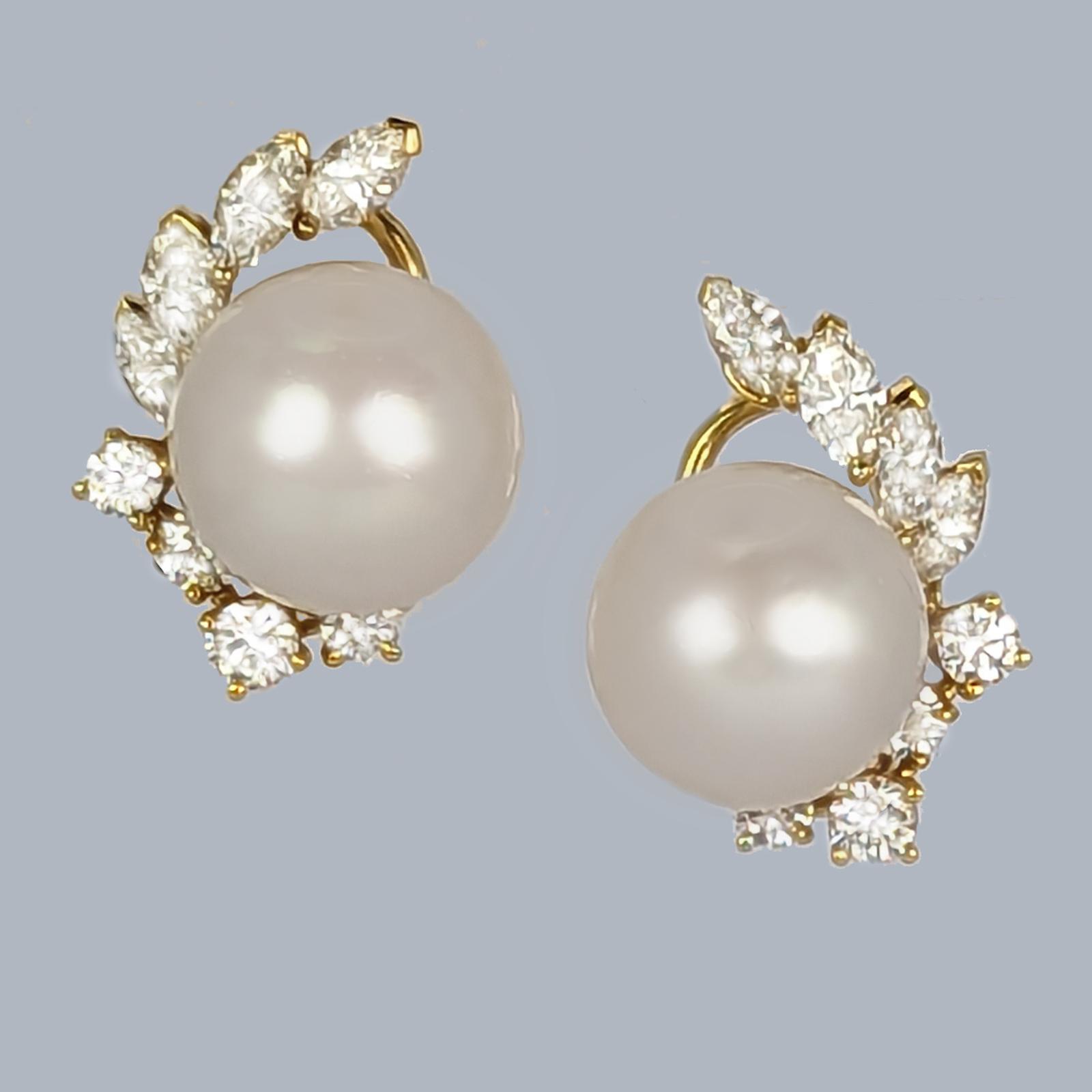 Diamond and Pearl Post Earrings 18ct Gold London 1981 Vintage Floral Earrings (1 of 11) Diamond and Pearl Post Earrings 18ct Gold London 1981 Vintage Floral Earrings (1 of 11)
