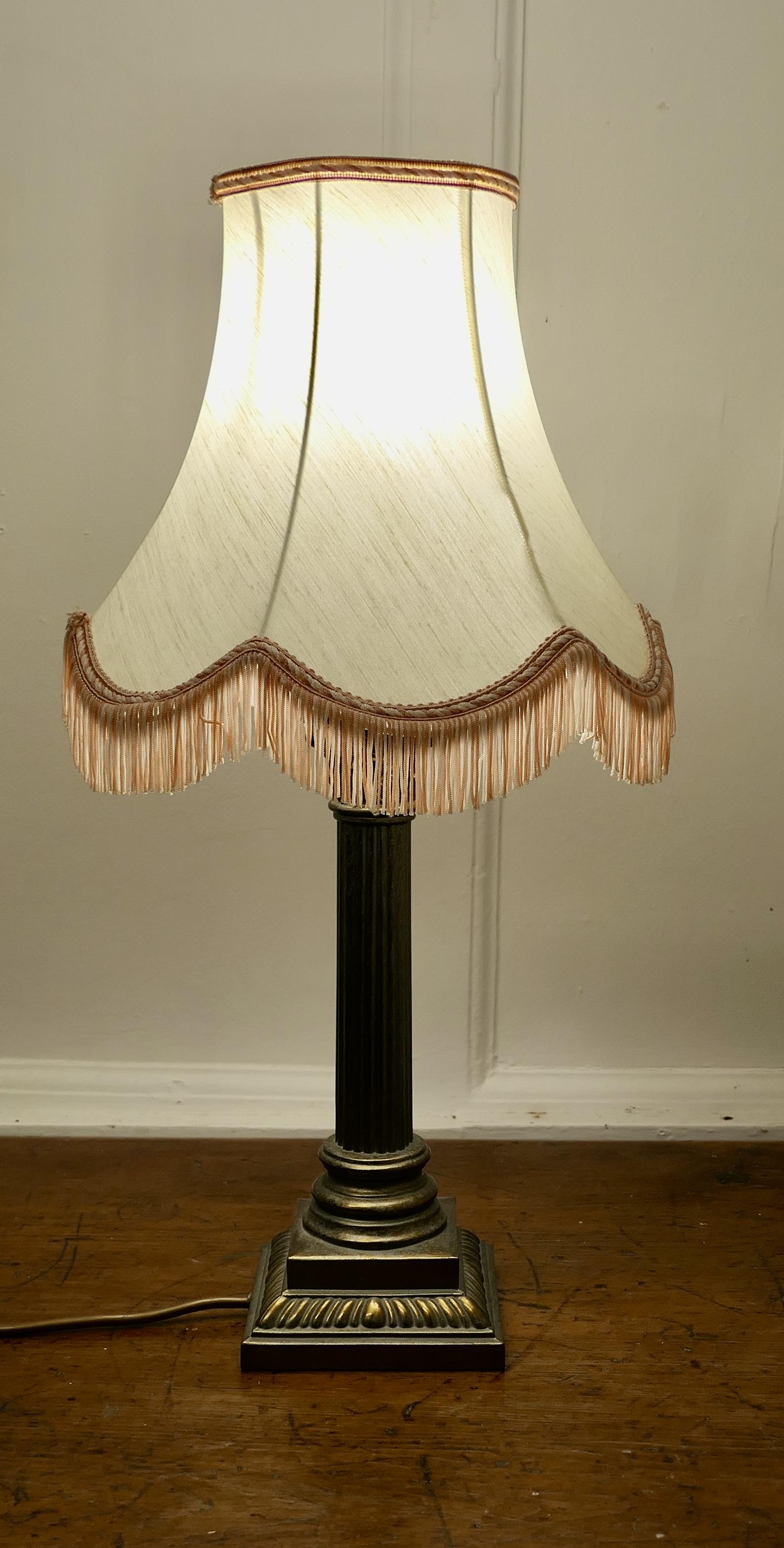 Copper Effect Corinthian Column Table Lamp with Shade (1 of 7)