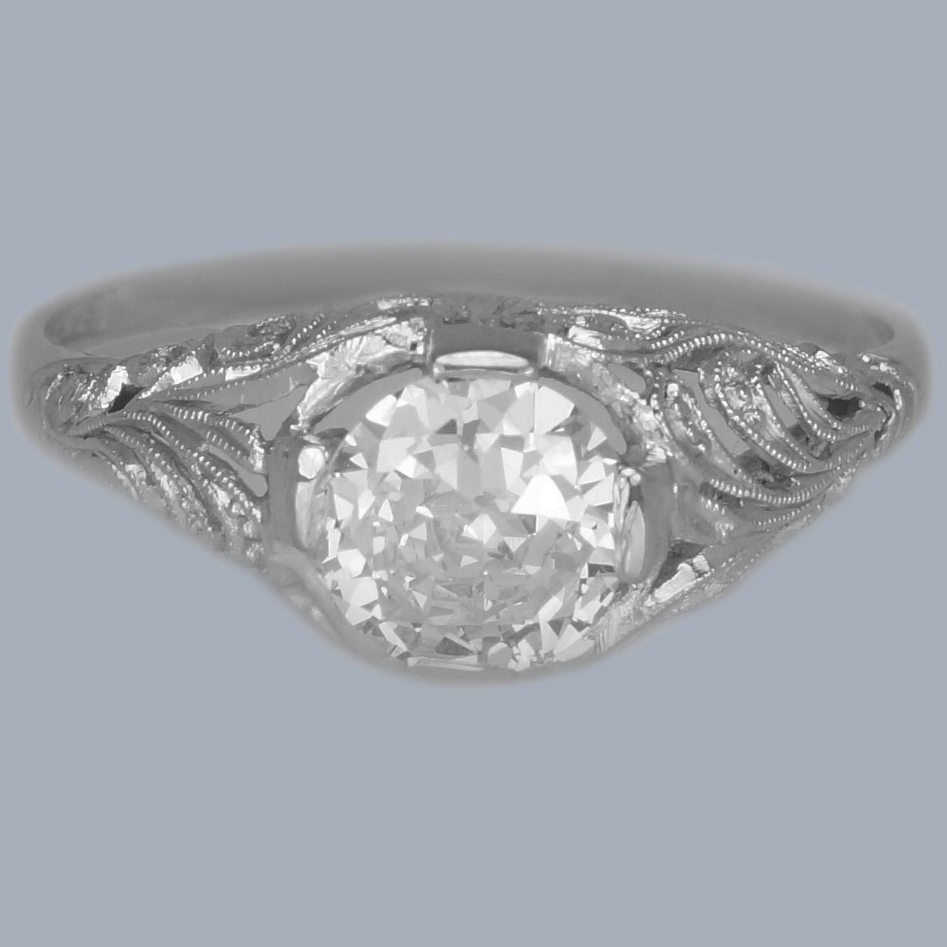Romantic Antique Platinum Diamond Solitaire Ring – 1ct Old Cut c.1915 (1 of 22) Romantic Antique Platinum Diamond Solitaire Ring – 1ct Old Cut c.1915 (1 of 22)