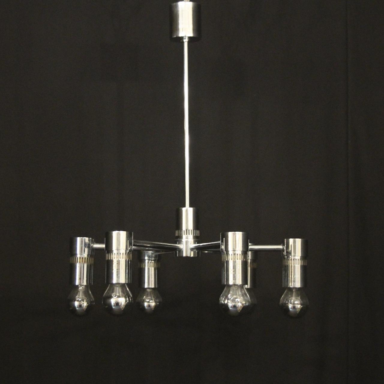 Italian Chrome 6 Light Chandelier (1 of 10)