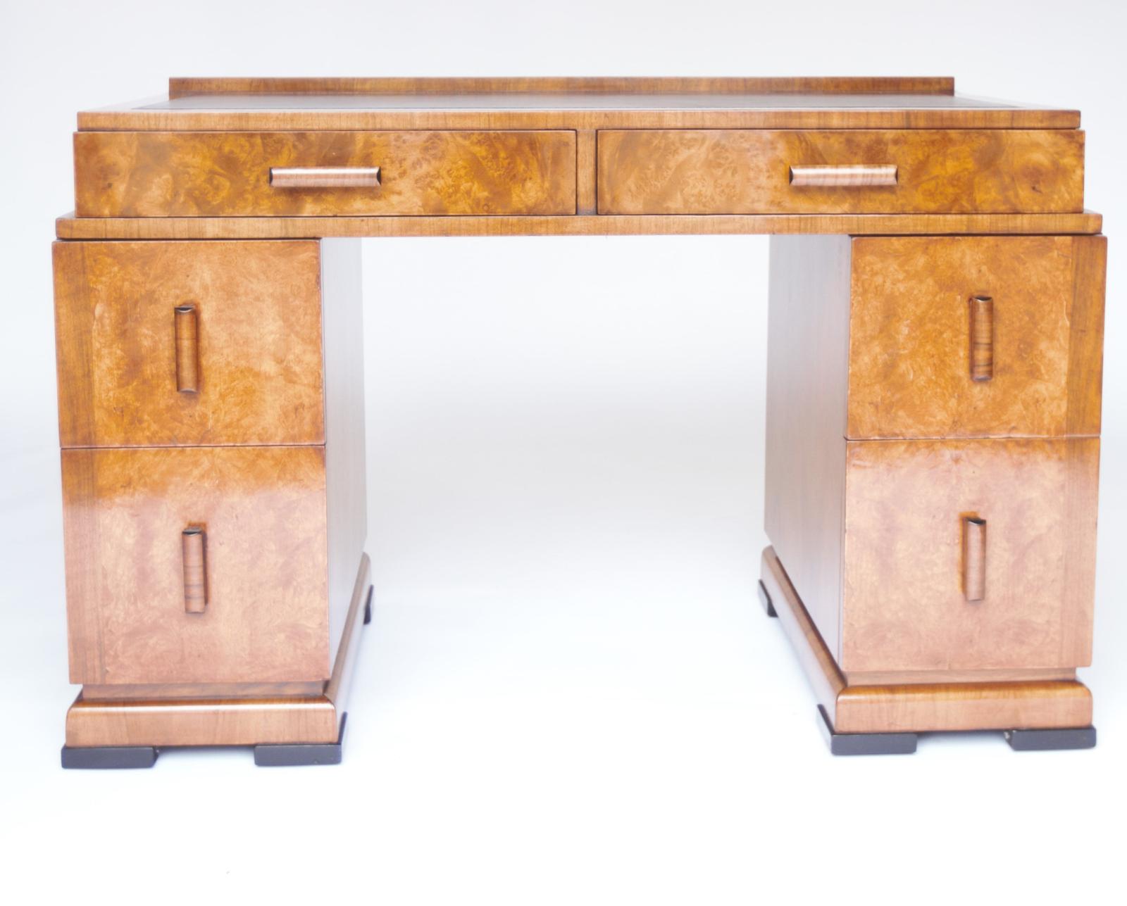 Fine Art Deco Burr Walnut 6 Drawer Desk c.1930 (1 of 6) Fine Art Deco Burr Walnut 6 Drawer Desk c.1930 (1 of 6)