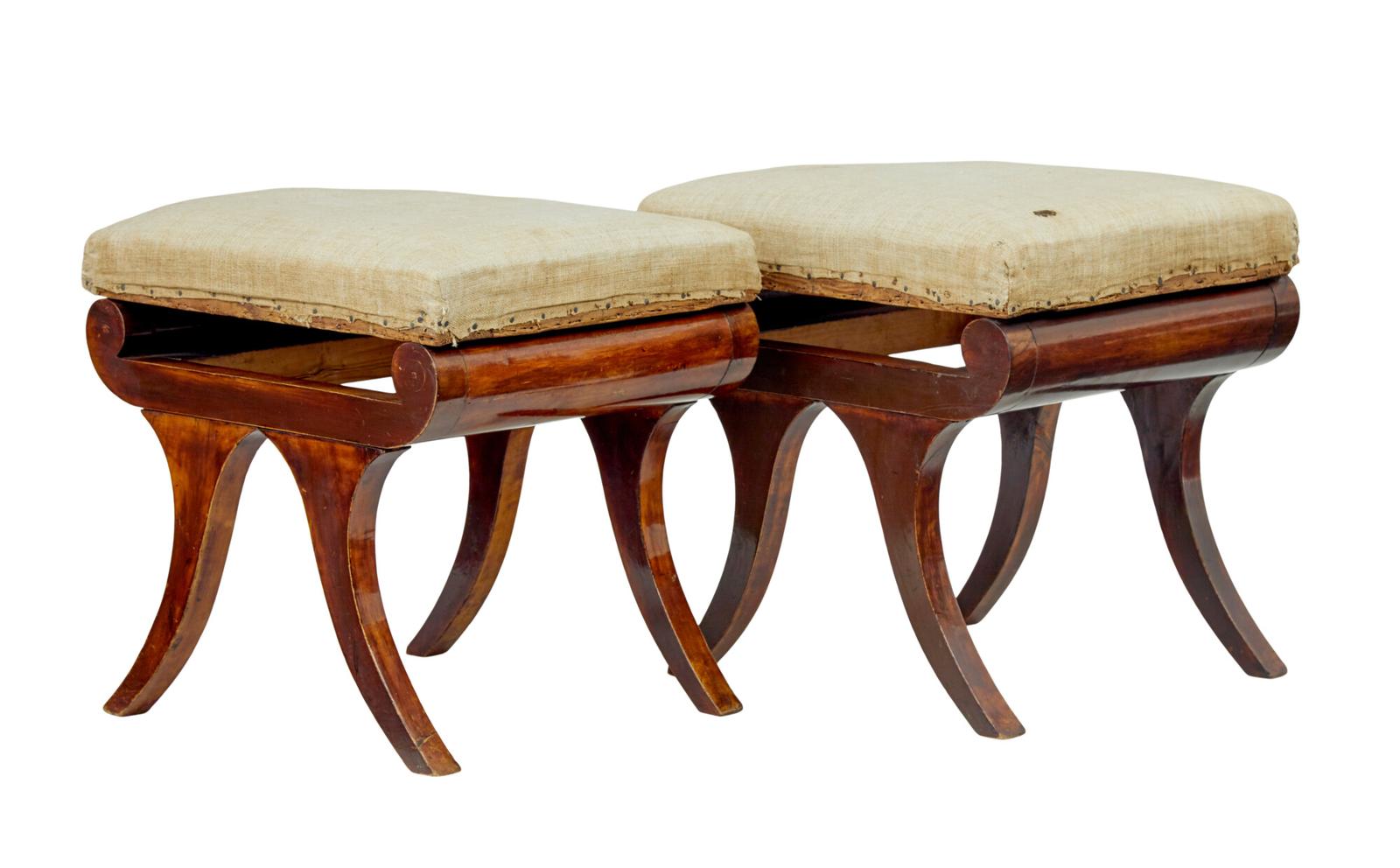 Pair of Mid 19th Century Scandinavian Empire Stools (1 of 7) Pair of Mid 19th Century Scandinavian Empire Stools (1 of 7)