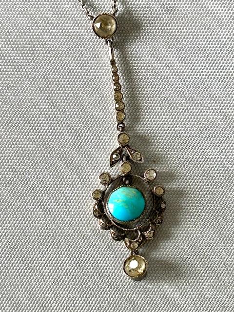 Victorian Silver & Turquoise Pendant Necklace (1 of 9) Victorian Silver & Turquoise Pendant Necklace (1 of 9)