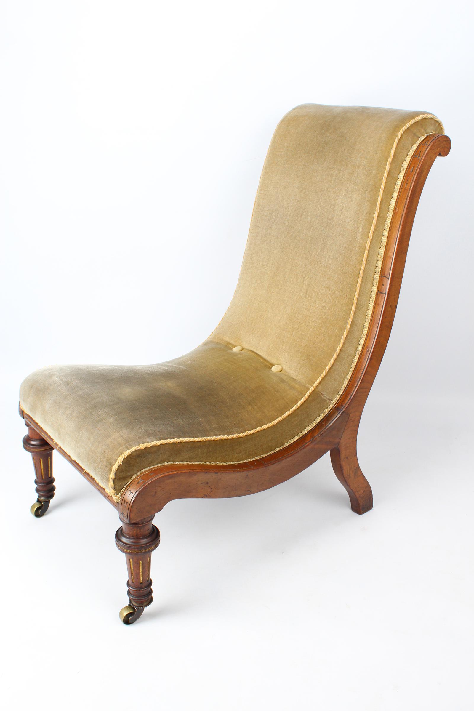 A Victorian Walnut Slipper Chair (1 of 13)
