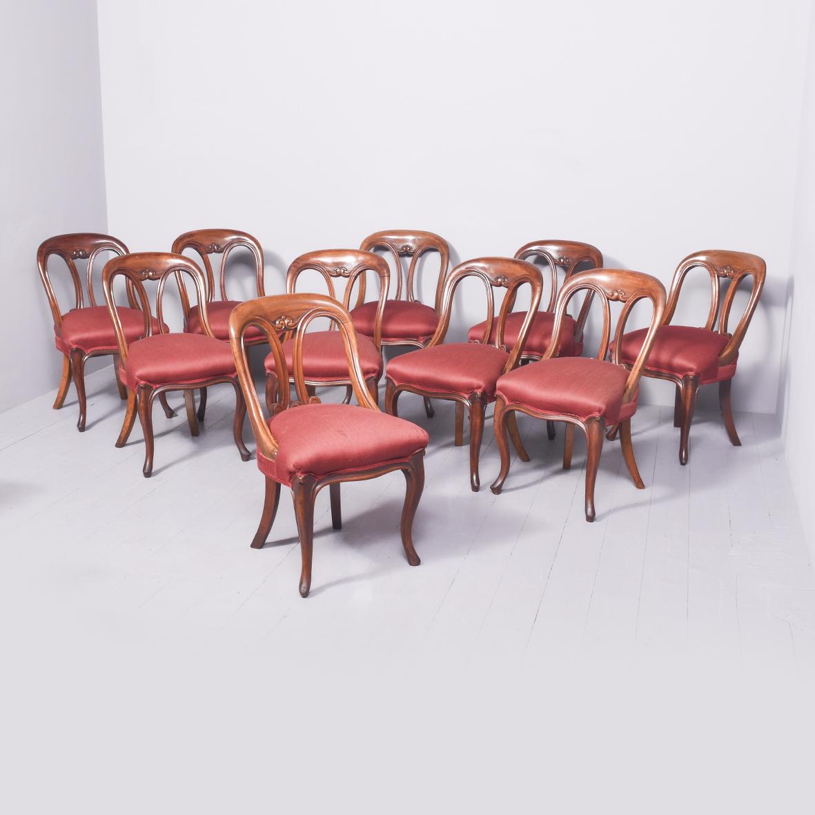 Set of 10 Victorian Fine Quality Mahogany Dining or Library Chairs (1 of 9)