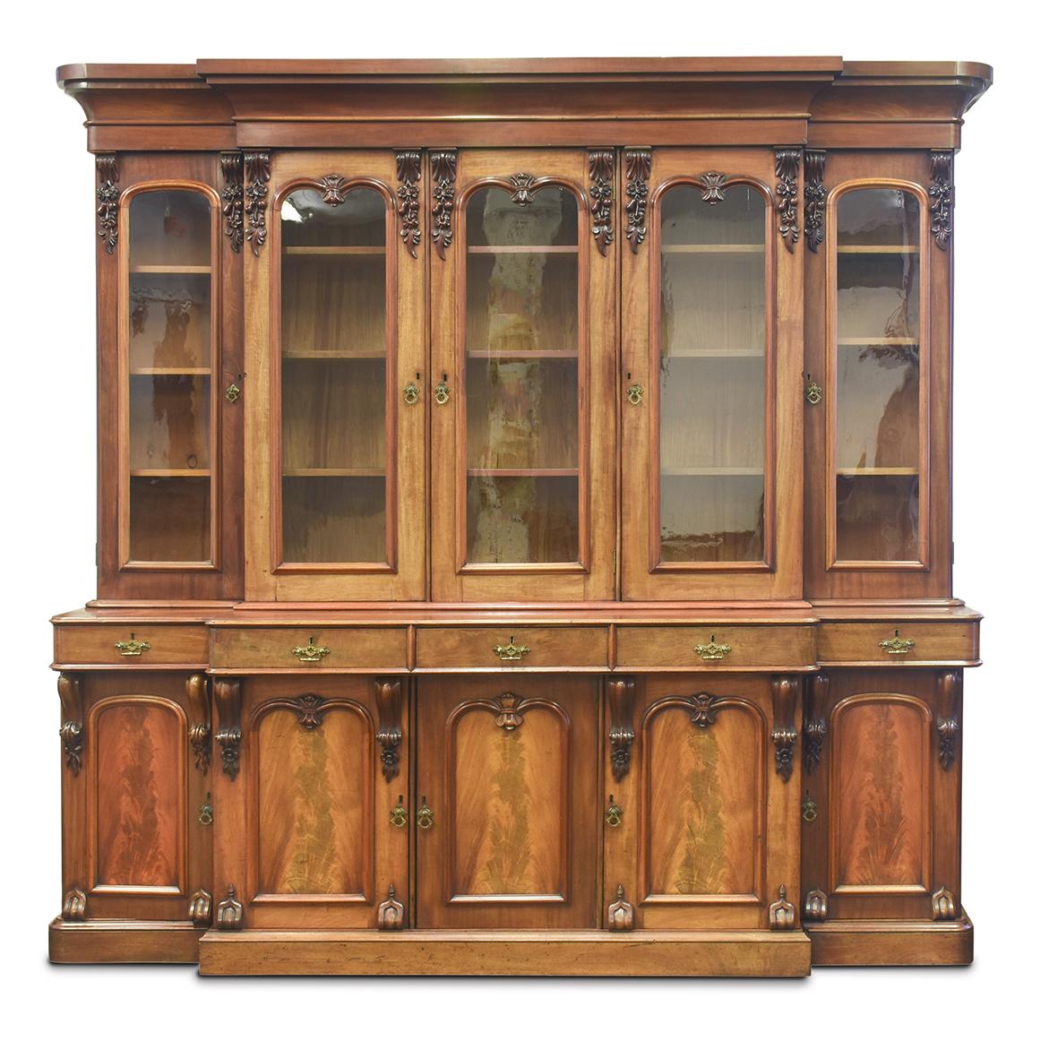 Quality 5-door Victorian Mahogany Cabinet Bookcase (1 of 13)