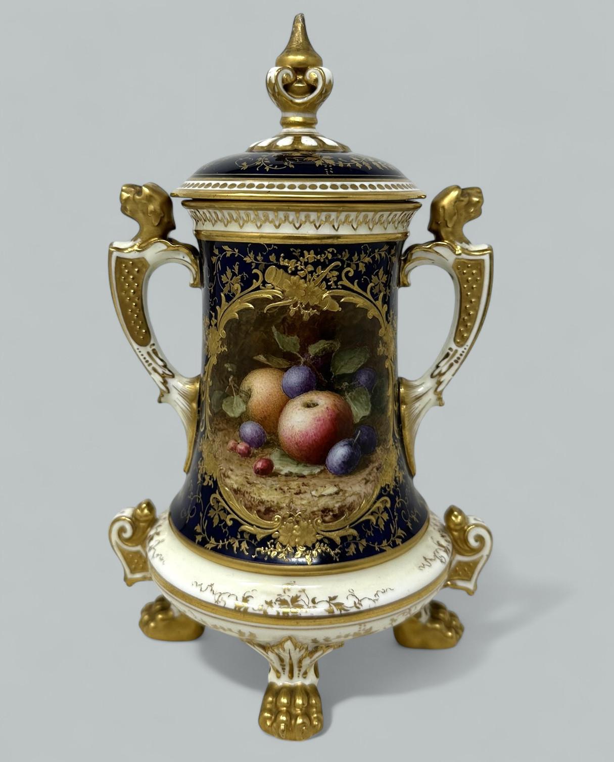 Antique Coalport Hand Painted Vase Urn Frederick Chivers Still Life Fruits 1910 (1 of 10)