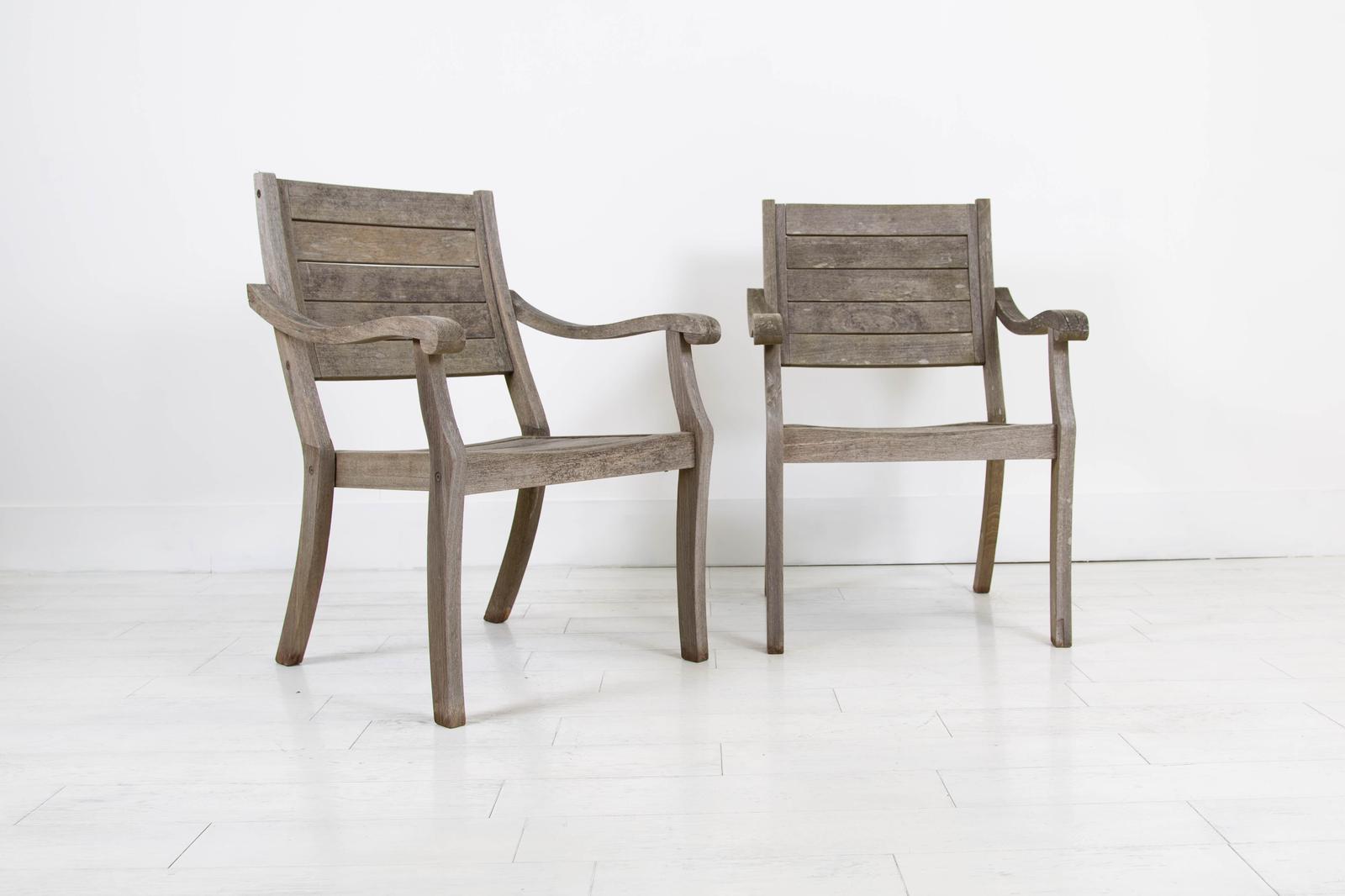 Pair of Weathered Aged Teak Garden Chairs (1 of 13) Pair of Weathered Aged Teak Garden Chairs (1 of 13)