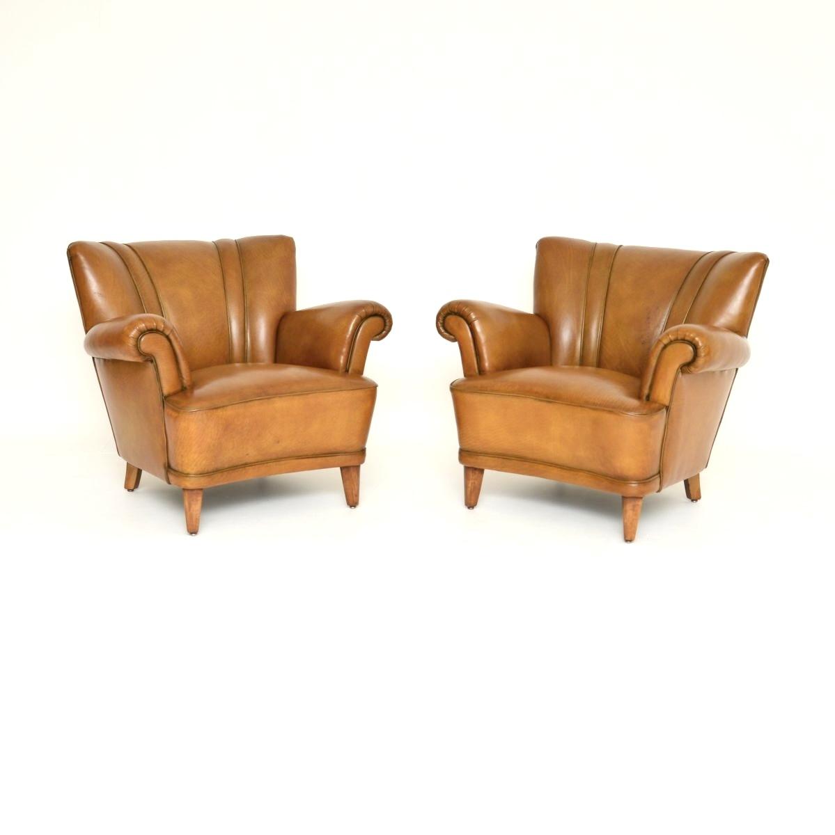 Pair of Vintage Swedish Leather Club Armchairs (1 of 8) Pair of Vintage Swedish Leather Club Armchairs (1 of 8)