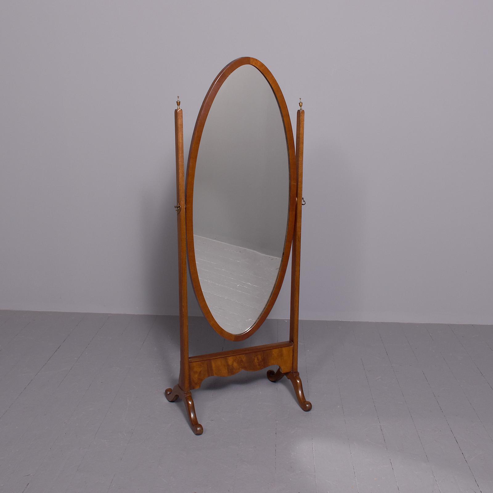 Oval Mahogany Cheval Mirror (1 of 9)