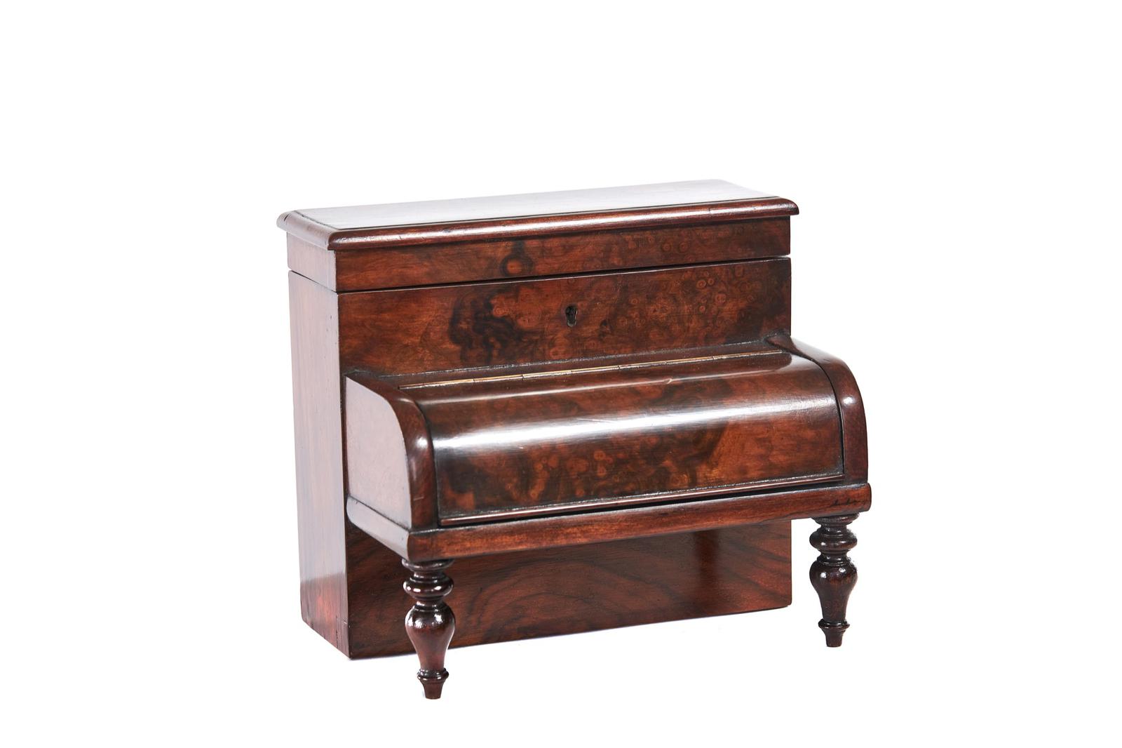 Victorian Burr Walnut Desk Stand in the Form of Upright Piano (1 of 7)
