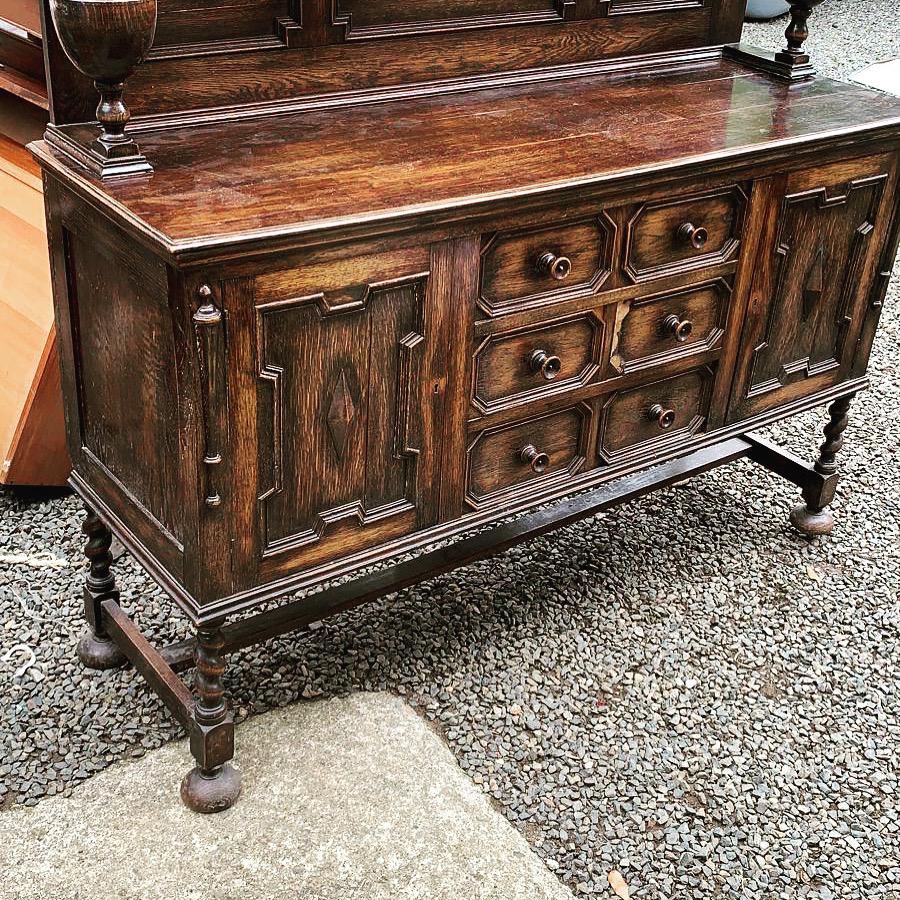 Carved Oak Sideboard with Upstand (1 of 1)