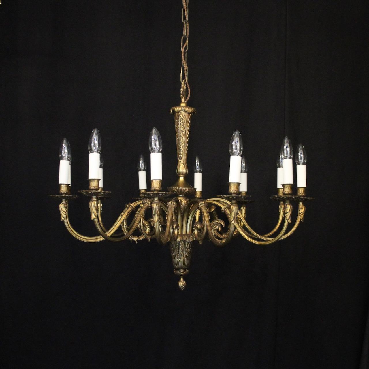 French Gilded Bronze 12 Light Antique Chandelier (1 of 10)