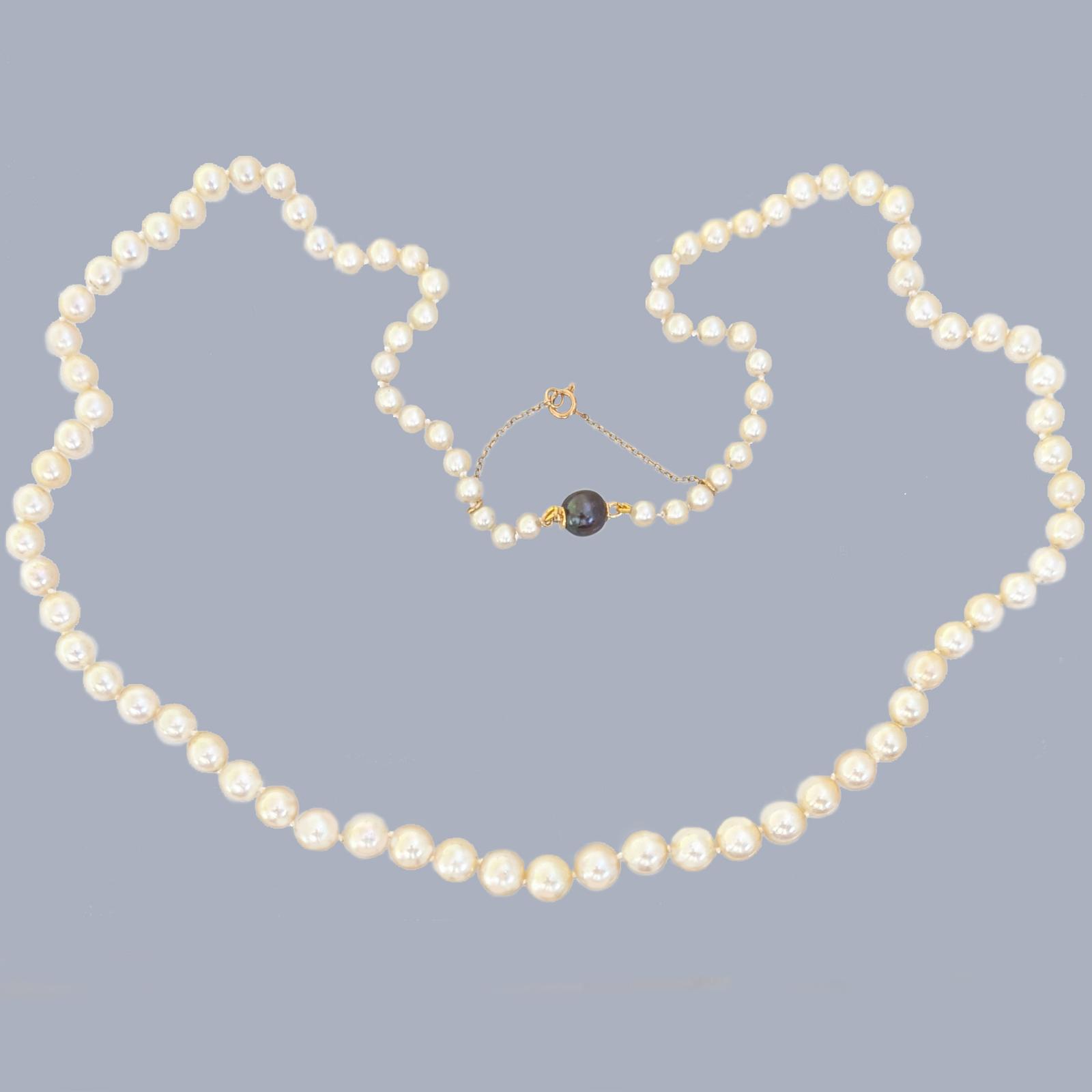1960s Long Graduated Cultured Pearl Necklace with 18ct Gold Black Pearl Clasp Vintage (1 of 6) 1960s Long Graduated Cultured Pearl Necklace with 18ct Gold Black Pearl Clasp Vintage (1 of 6)
