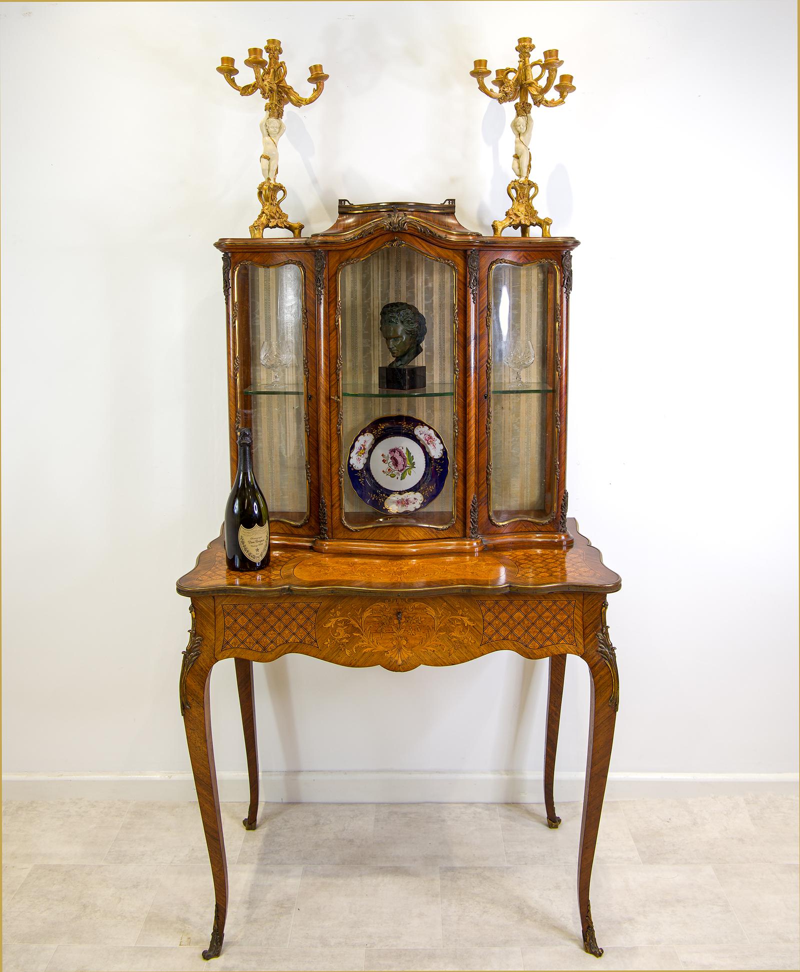 Fine Quality French Kingwood & Marquetry Inlaid Cabinet on Stand with Gilt Bronze Mounts (1 of 10)