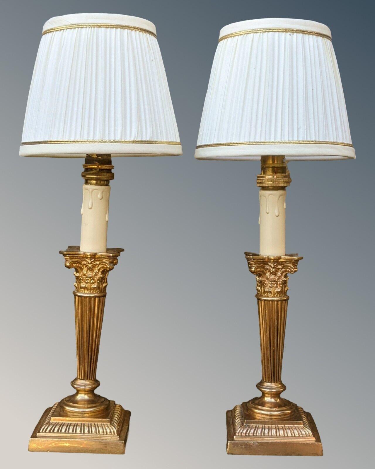 Elegant Pair of Antique Gilt Bronze Lamps (1 of 8)