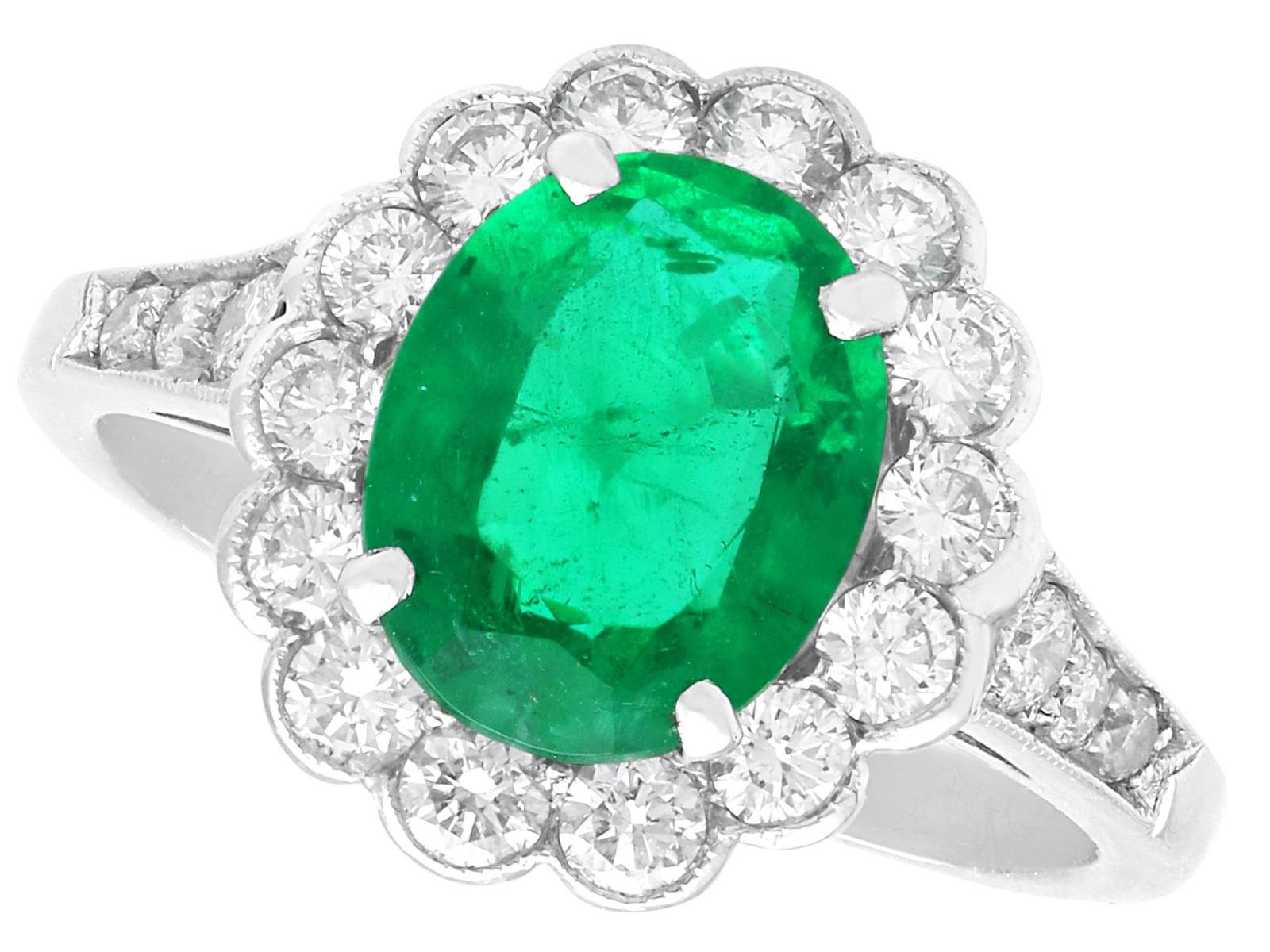 1.87ct Zambian Emerald & 0.68ct Diamond Platinum Dress Ring c.1935 (1 of 13)