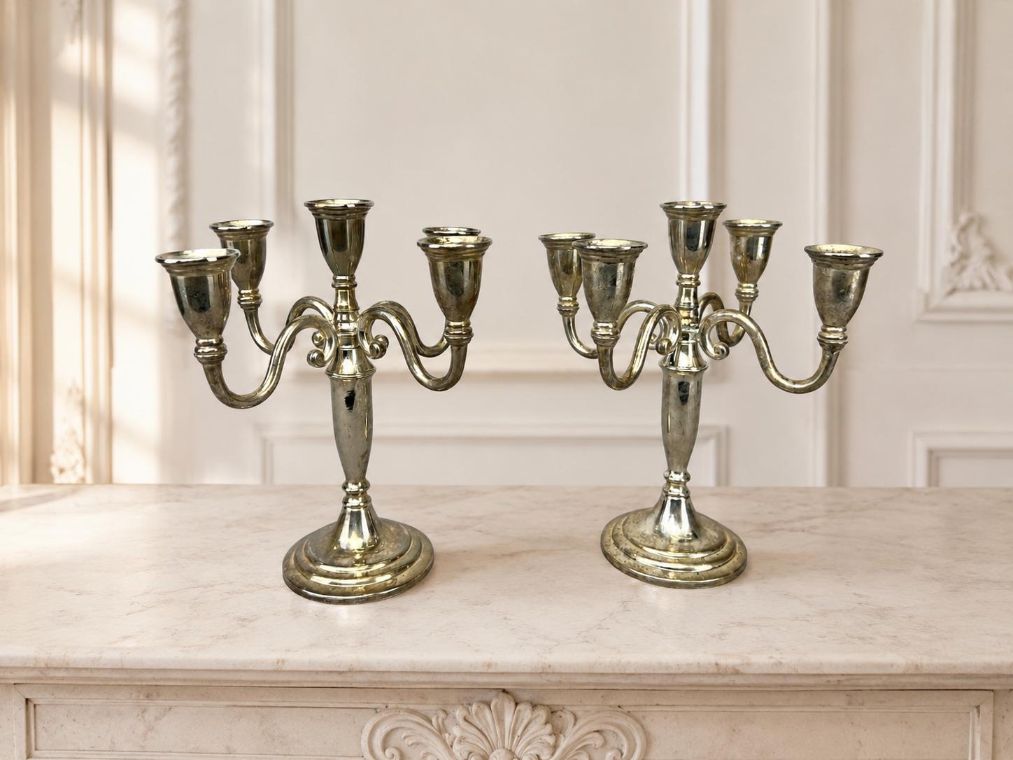 Pair of Candelabras Vintage Metal Five Arm Candle Holders (1 of 12) Pair of Candelabras Vintage Metal Five Arm Candle Holders (1 of 12)