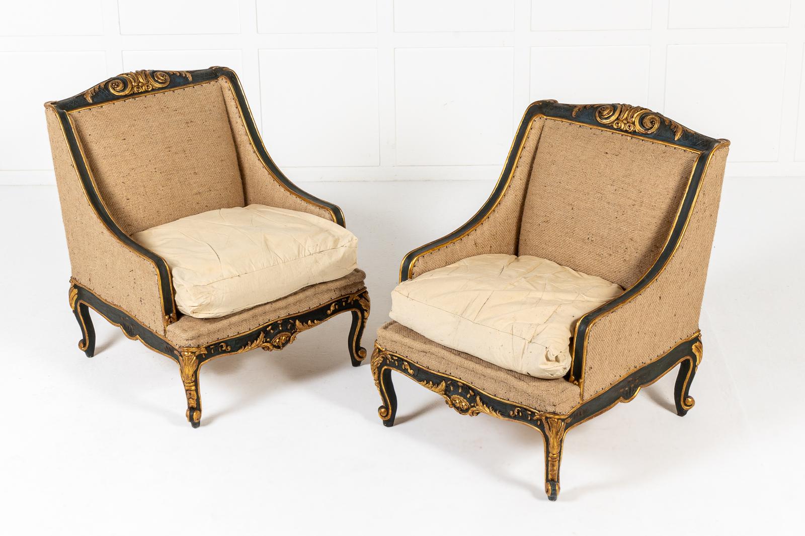 Pair of Italian Painted & Gilded Armchairs c.1900 (1 of 8) Pair of Italian Painted & Gilded Armchairs c.1900 (1 of 8)