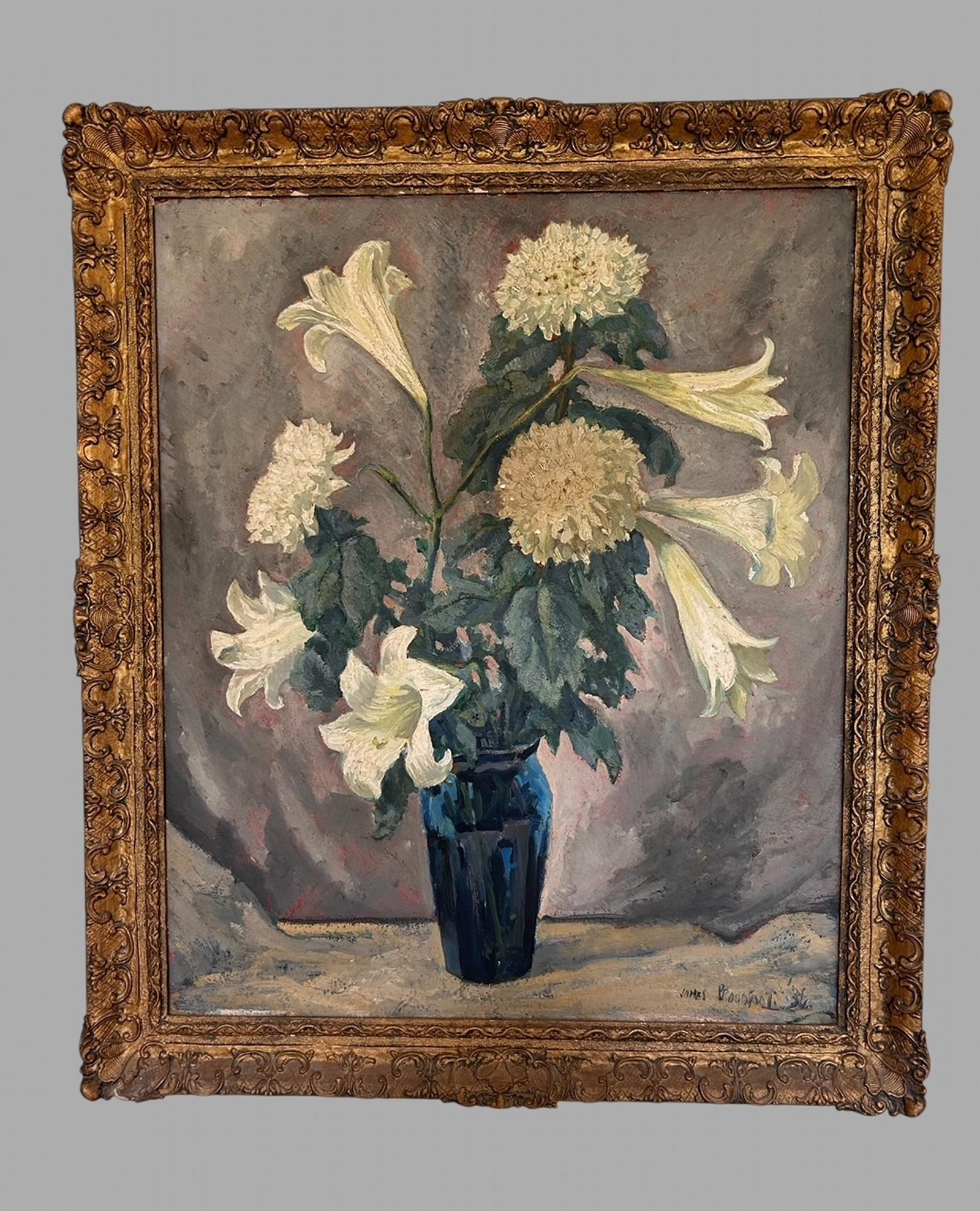 James Proudfoot R.P., R.O.I. - Lovely Oil - Still Life Chrysanthemums and Lilies (1 of 6)