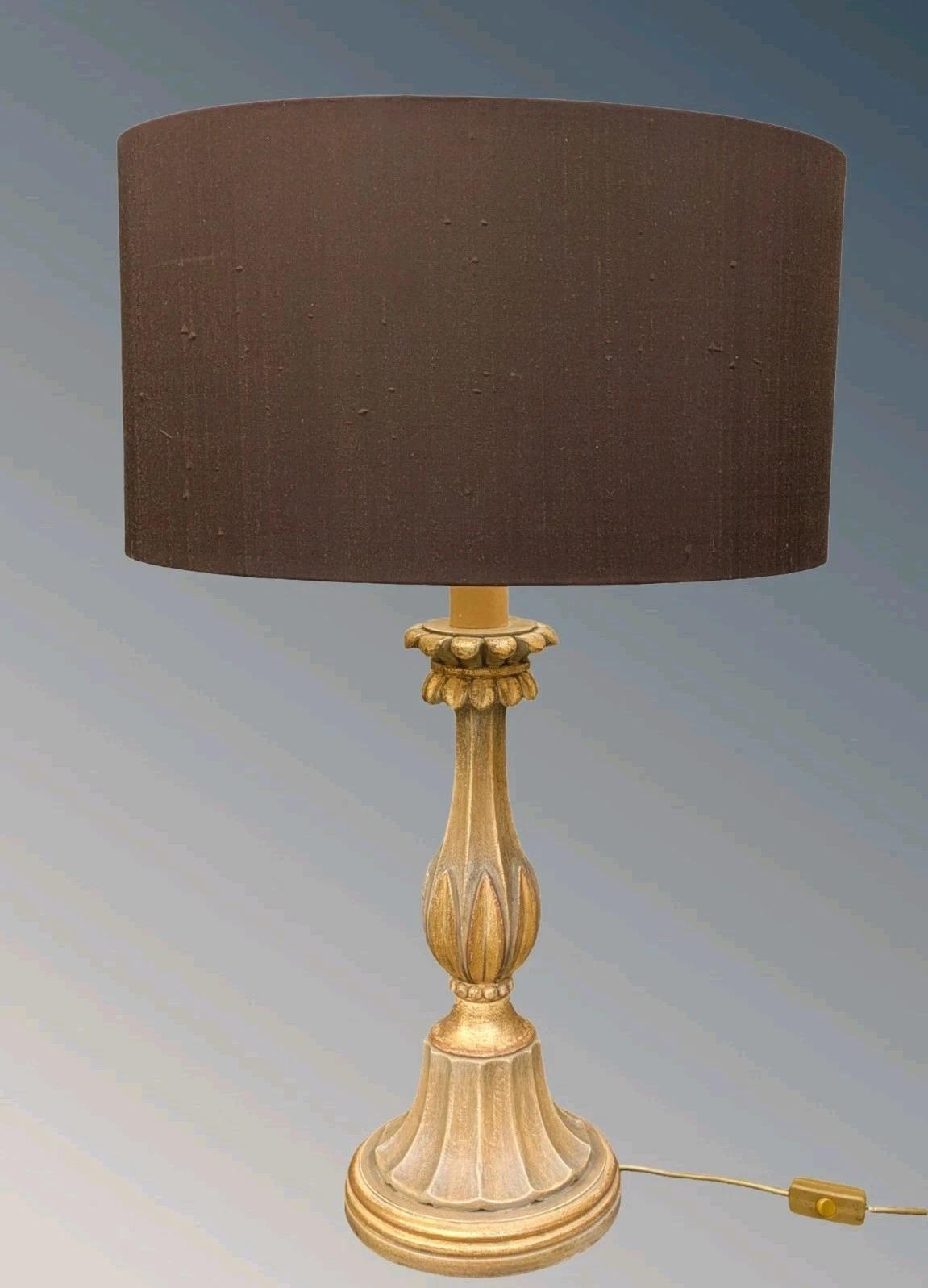 Large Gilt Wood Candlestick Table Lamp (1 of 5)