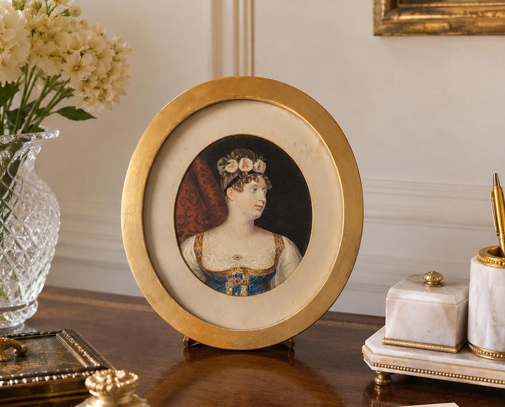 Miniature Antique Portrait of a Princess c.1840 Hand-coloured Mezzotint (2 of 2) (1 of 8) Miniature Antique Portrait of a Princess c.1840 Hand-coloured Mezzotint (2 of 2) (1 of 8)