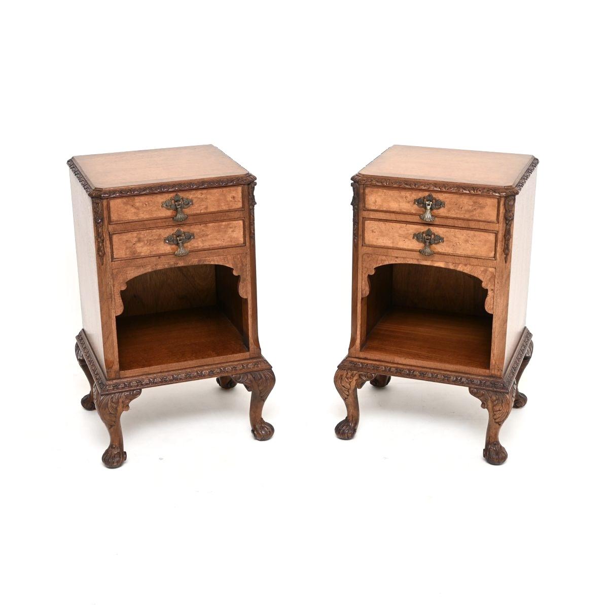 Pair of Antique Burr Walnut Bedside Cabinets (1 of 9) Pair of Antique Burr Walnut Bedside Cabinets (1 of 9)